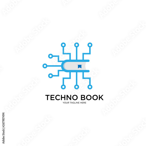 Techno Book Logo Design Vector