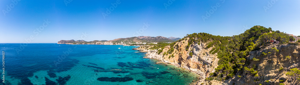 Aerial view, view of Peguera with hotels and beaches, Costa de la Calma, Caliva region, Mallorca, Balearic Islands, Spain