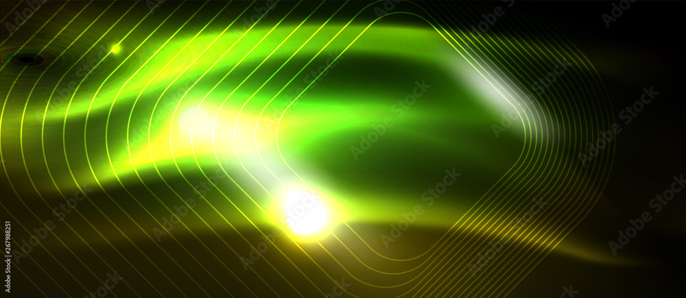 Neon square shapes lines on glowing light background Neon square shapes lines on glowing light background