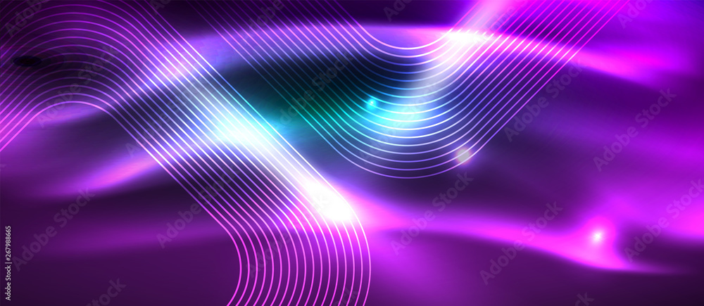 Dark background with neon glowing elements, shiny motion concept Dark background with neon glowing elements, shiny motion concept