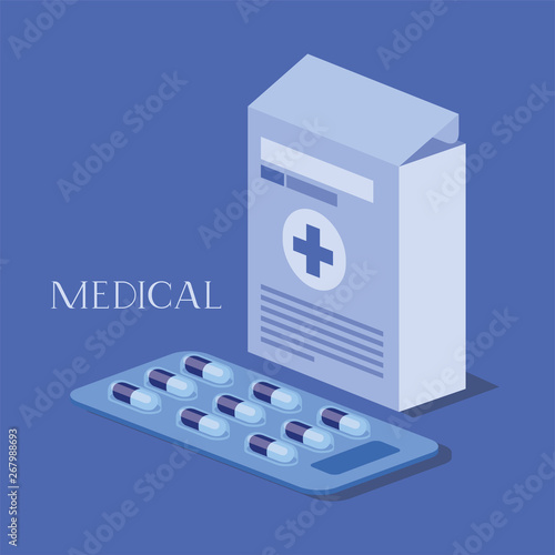 medicine box packing with capsules