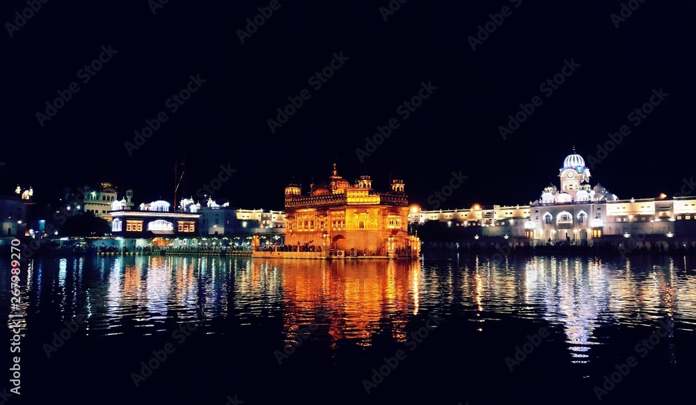 The Golden Temple at night.