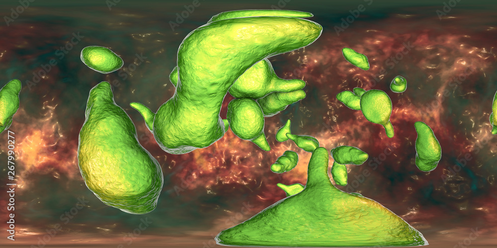 Bacteria Mycoplasma genitalium, 360-degree spherical panorama, 3D ...