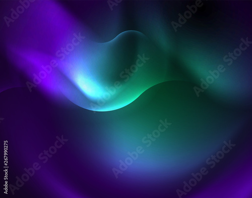 Shiny metallic neon waves vector design