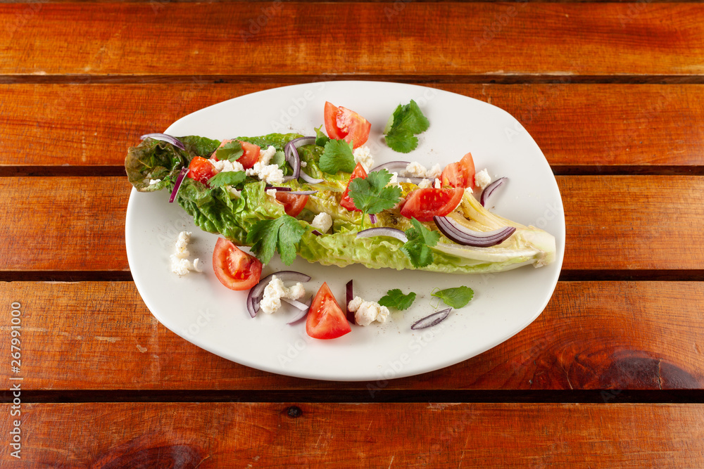 Summer vegetable salad with tomatoes and greens Summer vegetable salad with tomatoes and greens