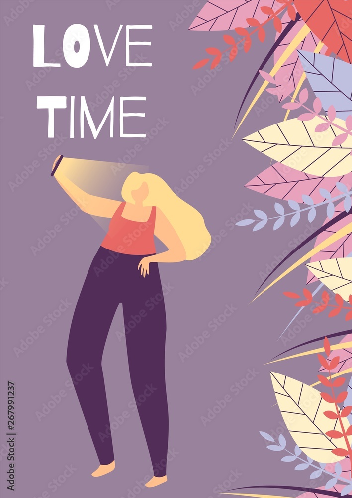 Love Time Woman Motivational Banner Love Time Woman Motivational Banner