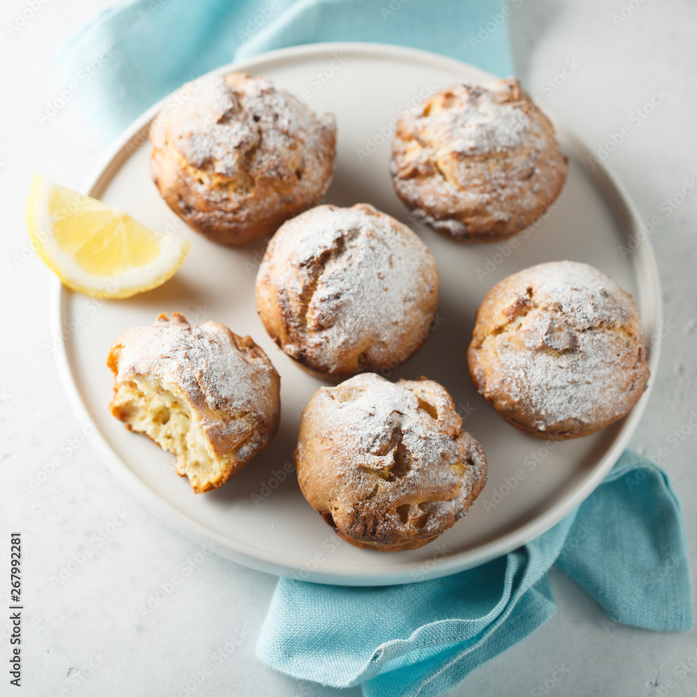 Homemade lemon cottage cheese muffins