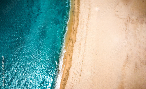 Aerial view of summer beach and ocean of Gran Canaria island 