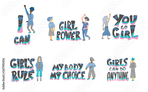 Girl power quotes. Vector illustration.