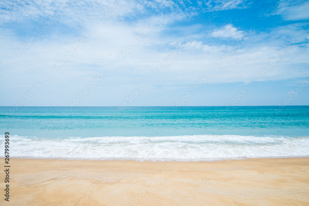 Tropical papradise beach with blue sky in sunshine day. Tropical summer beach holiday vacation lifestyle traveling, resort hotel business concept. Tropical papradise beach with blue sky in sunshine day. Tropical summer beach holiday vacation lifestyle traveling, resort hotel business concept.