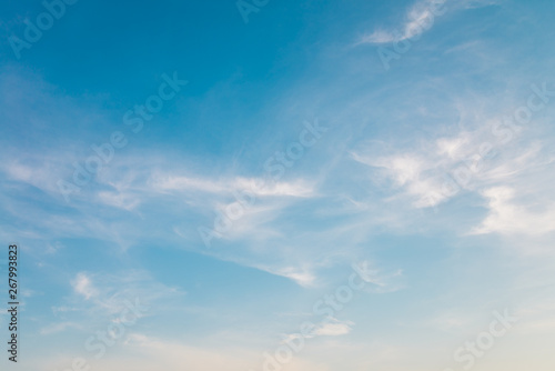 Blue sky background with white cloud - Nature and save environmental concept