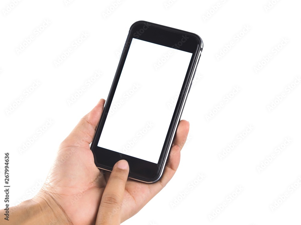 The woman's hand is holding the phone in his hand. The phone has a white screen. The woman's hand is holding the phone in his hand. The phone has a white screen.