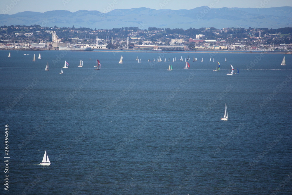 Sailboats in San Francisco Bay in San Francisco, California 