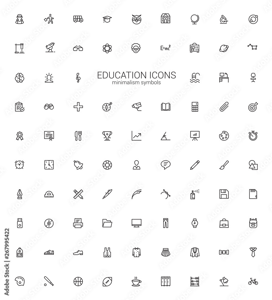 Education line icon set, minimalism symbols. Education line icon set, minimalism symbols.