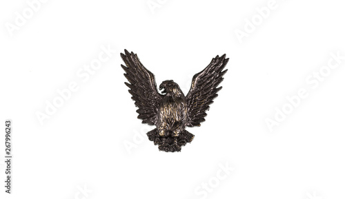 metal eagle emblem isolated on white background