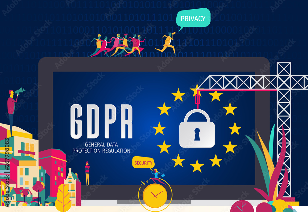 GDPR Concept Illustration - General Data Protection Regulation. EU General Data Protection Regulation. eu gdpr vector illustration.