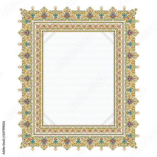 Exquisite arabesque pattern in brown and turquoise tone
