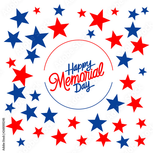 Memorial Day background with USA flag and lettering. Template for Memorial Day design. Vector EPS 10.