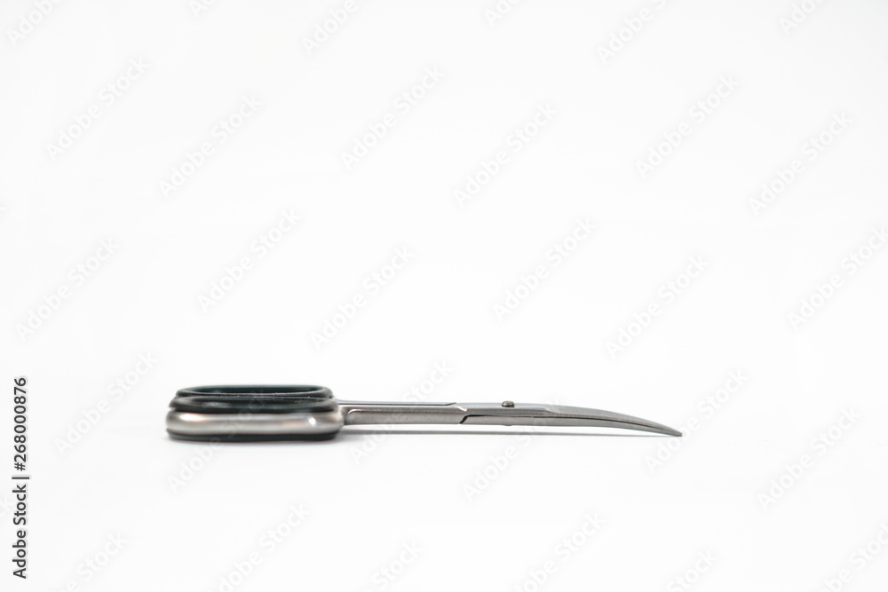 Nail scissors on white isolated white background. Fashion beauty theme. Stock photo Nail scissors on white isolated white background. Fashion beauty theme. Stock photo