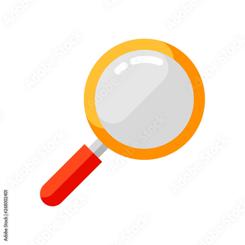 Icon of magnifying glass in flat style.