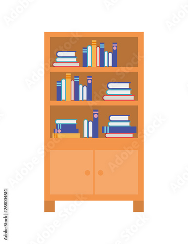 shelving with books in white background