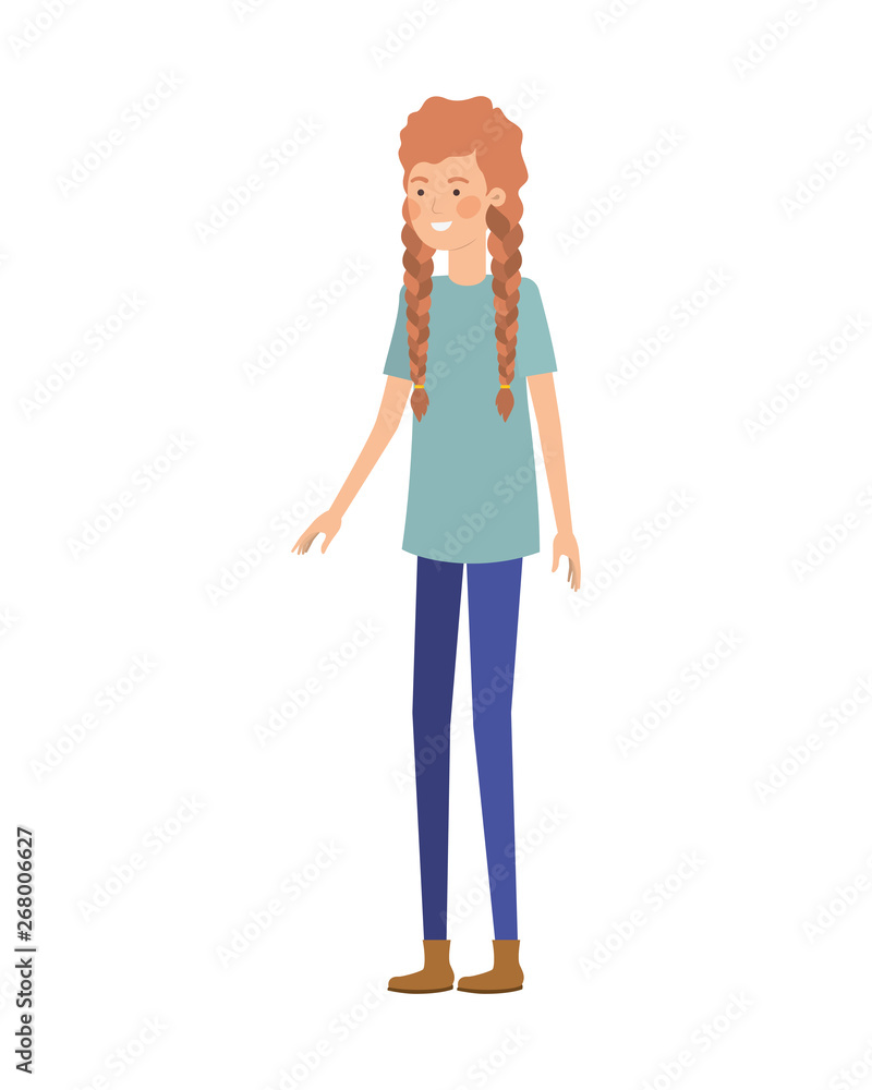 young woman in white background avatar character young woman in white background avatar character