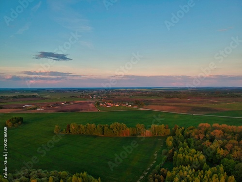 panoramic view of rural landscape in Minsk Region of Belarus