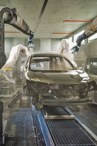 Wallpaper Mural Production line of automobile plant, paint shop. Torontodigital.ca