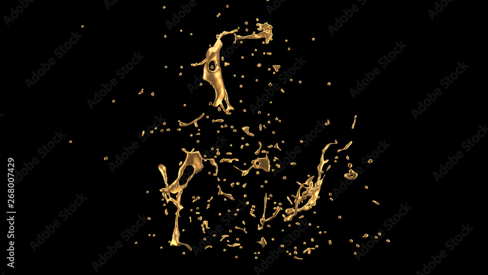 Obraz premium A splash of gold. 3d illustration, 3d rendering.