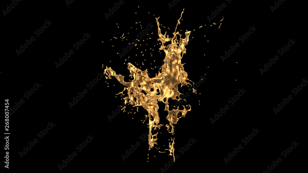 Obraz premium A splash of gold. 3d illustration, 3d rendering.