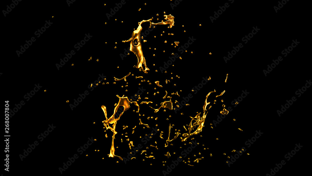 A splash of gold. 3d illustration, 3d rendering. A splash of gold. 3d illustration, 3d rendering.