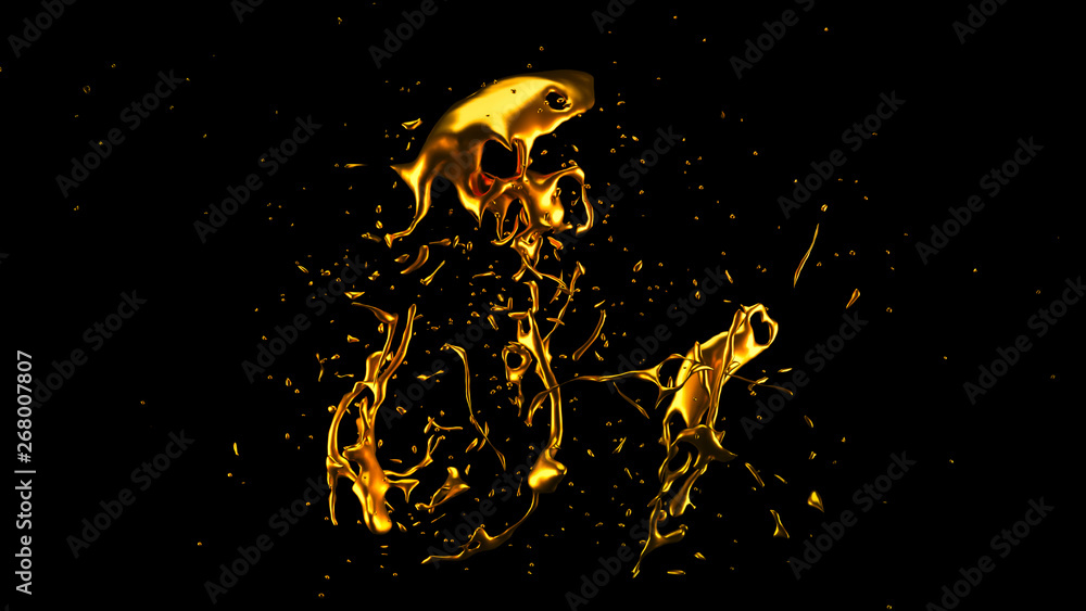 Naklejka premium A splash of gold. 3d illustration, 3d rendering.