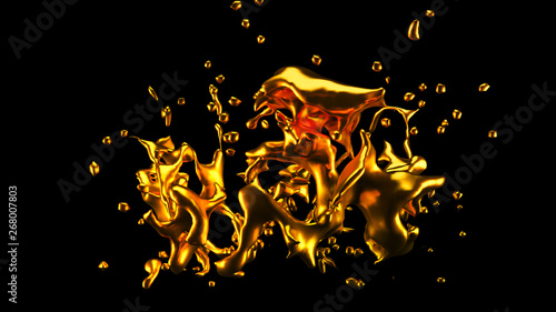 A splash of gold. 3d illustration  3d rendering.