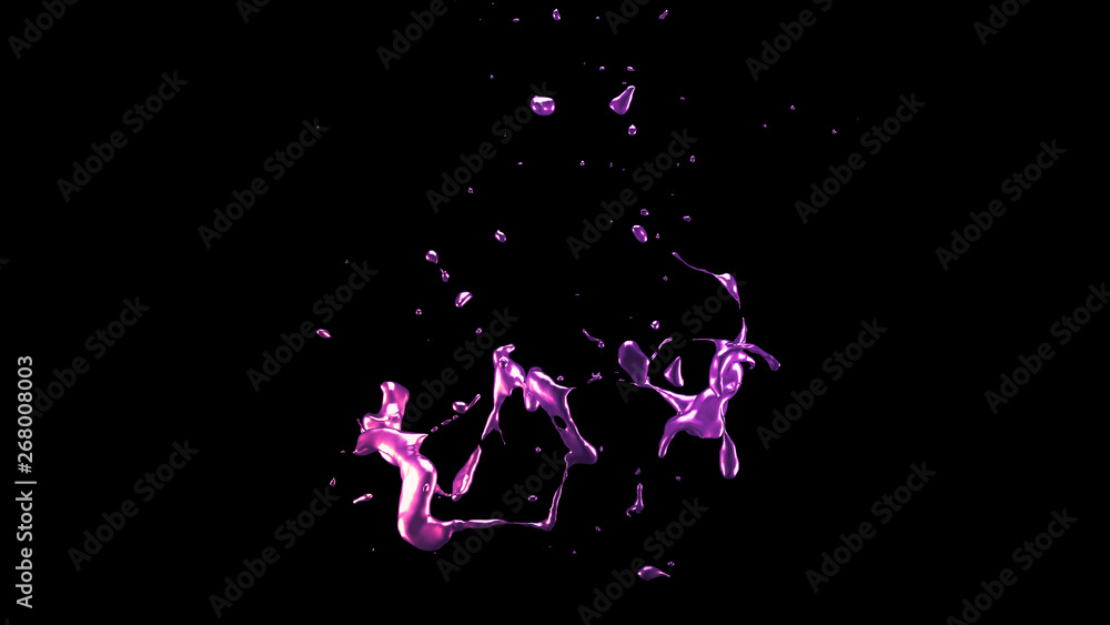 Fototapeta premium A splash of purple metal. 3d illustration, 3d rendering.