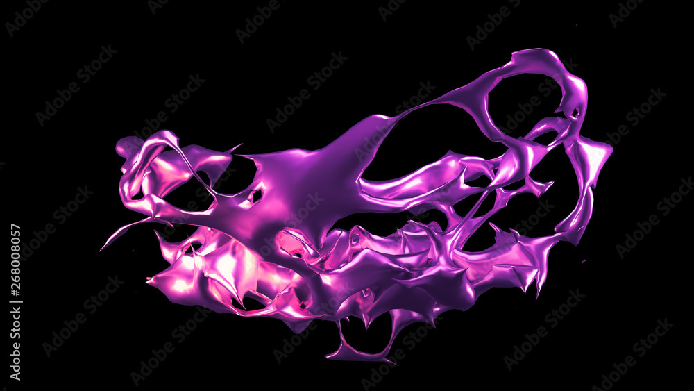 Fototapeta premium A splash of purple metal. 3d illustration, 3d rendering.