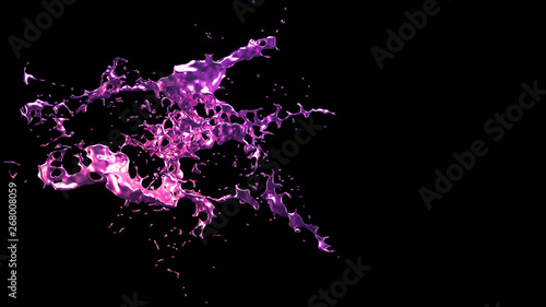 A splash of purple metal. 3d illustration, 3d rendering.