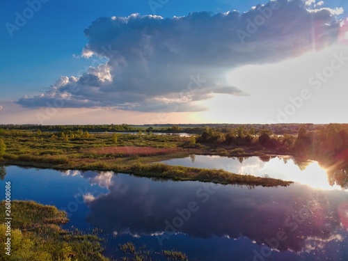 sunset over the lake in Minsk Region of Belarus