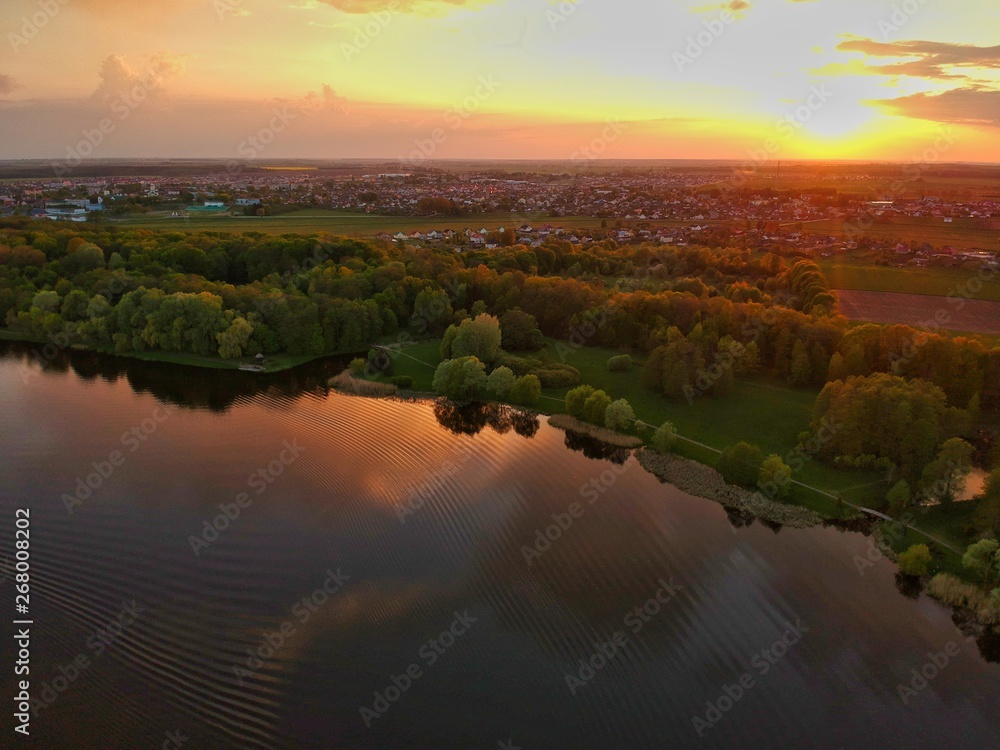 Obraz premium sunset over the river in Minsk Region of Belarus