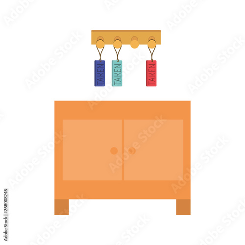 wooden shelving in white background icon