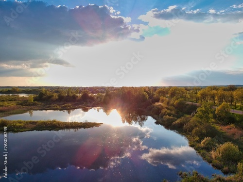sunset over the lake in Minsk Region of Belarus