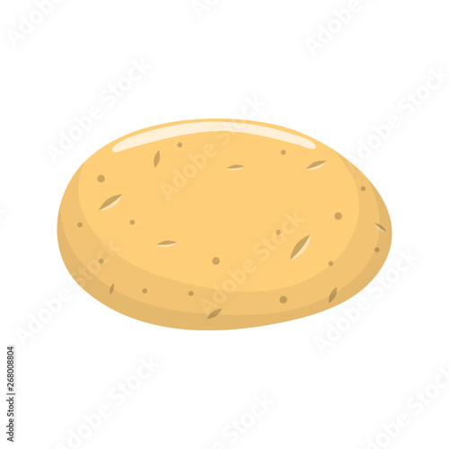 Fresh potato vegetable isolated on white background. Potato icon for market, recipe design. Organic food. Cartoon style. Clean and modern vector illustration for design.