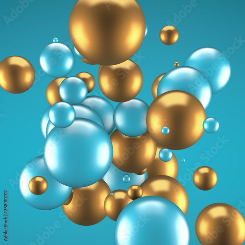 Festive, positive, bright background with balls. 3d illustration, 3d rendering.