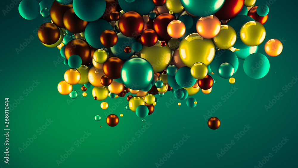 Fototapeta premium Festive, positive, bright background with balls. 3d illustration, 3d rendering.