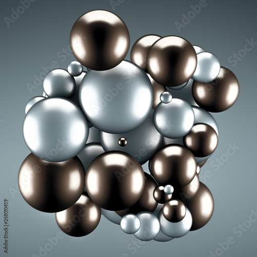 Festive, positive, bright gray background with balls. 3d illustration, 3d rendering.