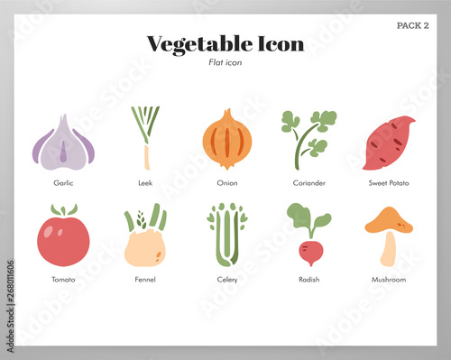 Vegetable icons flat pack