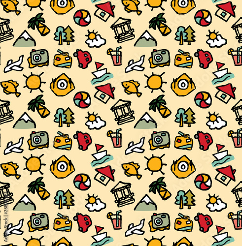 Travel journey tour trip voyage sea rest seamless pattern