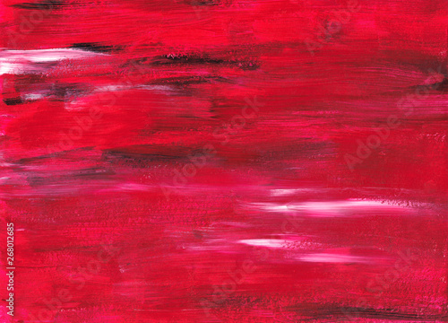 Red acrylic background Hand drawn paint texture