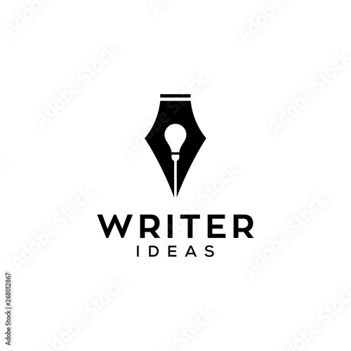 writer idea concept vector logo design