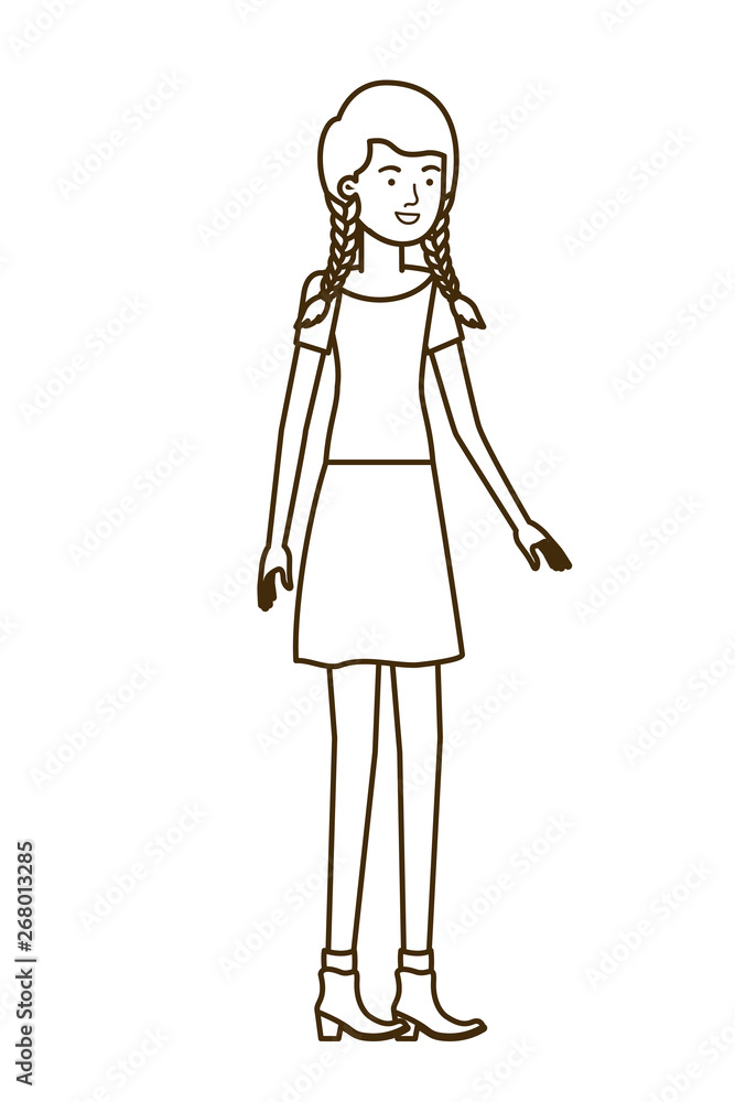 young woman in white background avatar character young woman in white background avatar character
