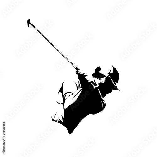 Golf player, abstract isolated vector silhouette. Golf swing icon